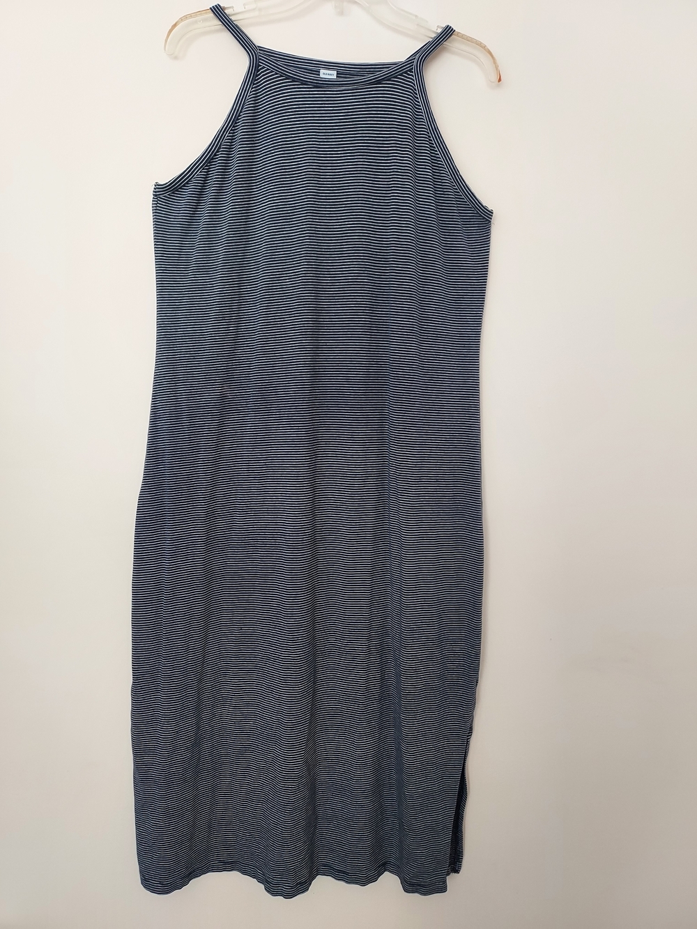 Old Navy Navy & White Striped Midi Dress XL Easy Stretch Relaxed Beachy Casual